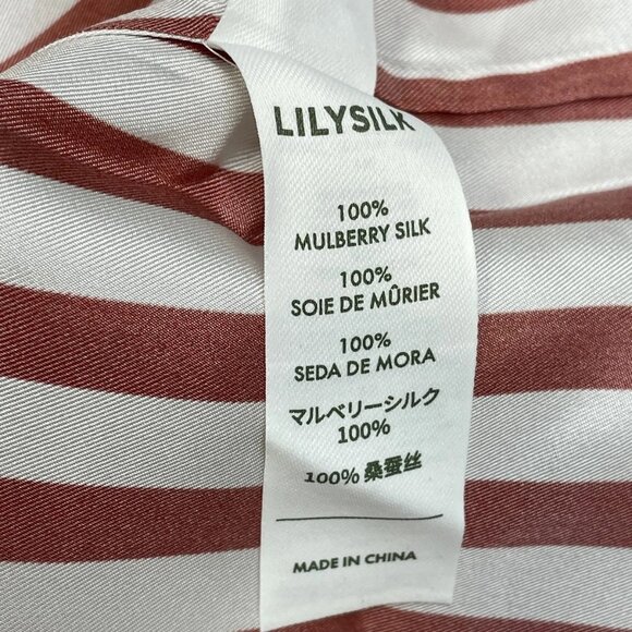 Lilysilk Women’s Silk Button‑Down Top Red/White Stripes Size M - Picture 5 of 9
